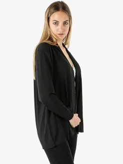 Solada Cardigan donna a maniche lunghe in viscosa - nero