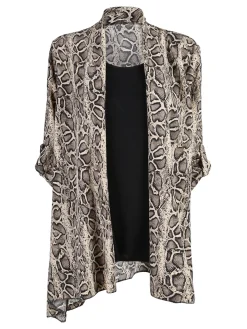 Solada Cardigan donna animalier con top - beige