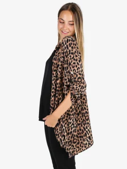 Solada Cardigan donna animalier con top - marrone
