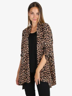 Solada Cardigan donna animalier con top - marrone