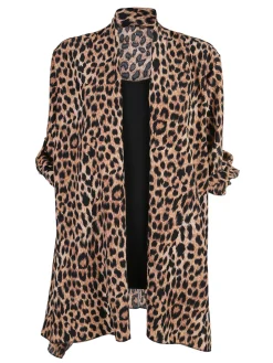 Solada Cardigan donna animalier con top - marrone
