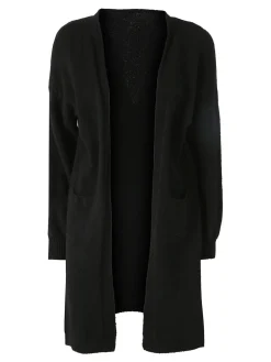 Solada Cardigan donna aperto in misto lana - nero