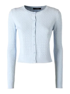 Solada Cardigan donna a trecce con bottoni - azzurro