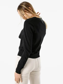 Solada Cardigan donna con bottoni eleganti a fiore - nero