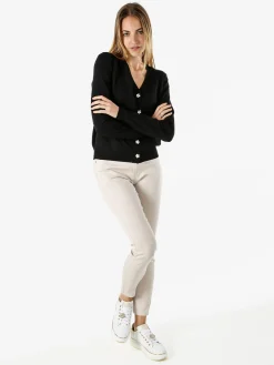 Solada Cardigan donna con bottoni eleganti a fiore - nero
