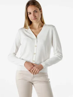 Solada Cardigan donna con bottoni eleganti a fiore - bianco