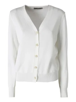 Solada Cardigan donna con bottoni eleganti a fiore - bianco
