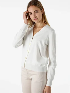 Solada Cardigan donna con bottoni eleganti a fiore - bianco