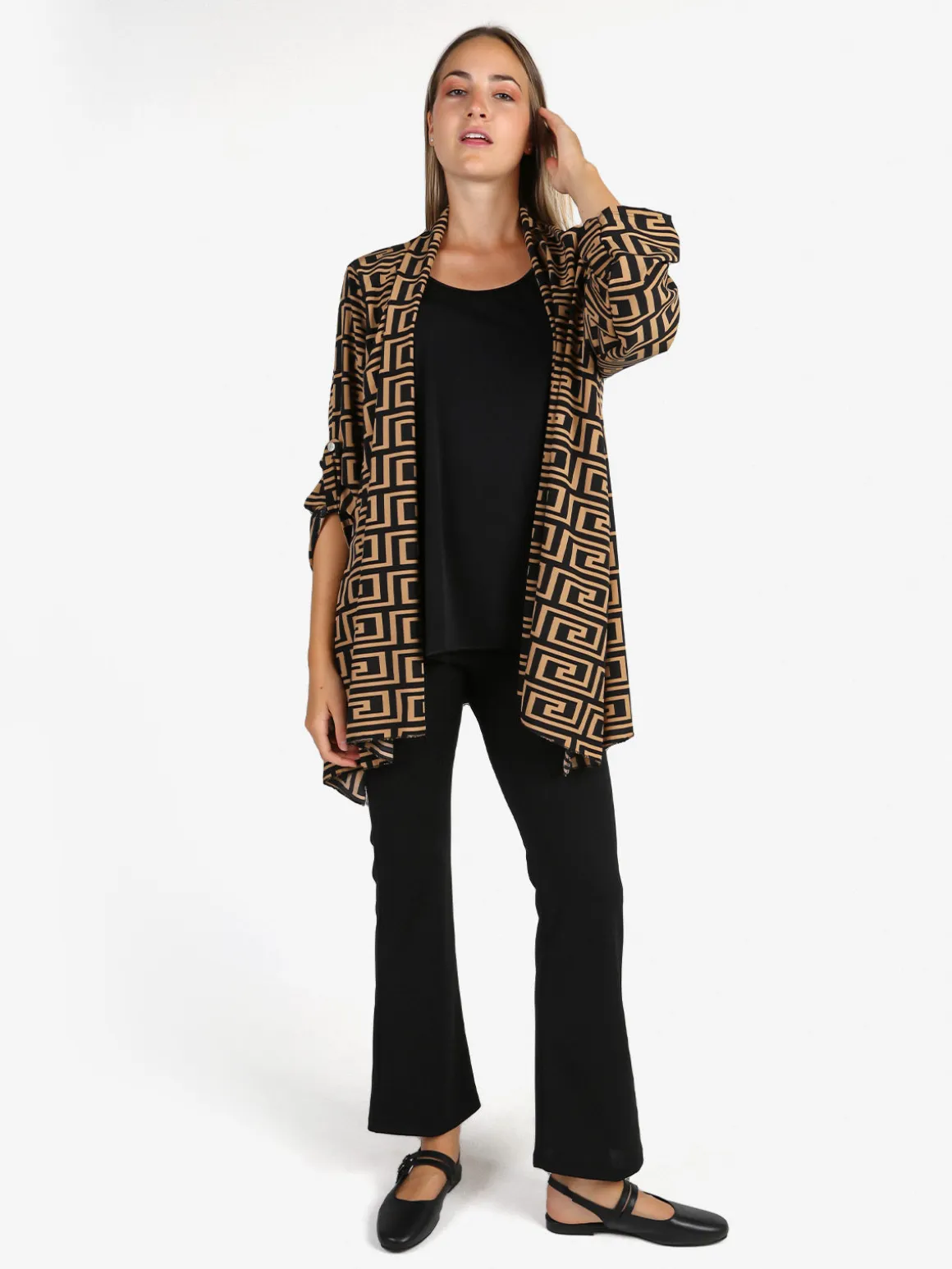 Solada Cardigan donna con stampe e top - cammello