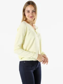 Solada Cardigan donna in maglia fine con bottoni - giallo
