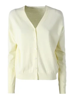 Solada Cardigan donna in maglia fine con bottoni - giallo