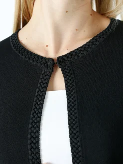 Solada Cardigan donna in maglia con gancino di chiusura - nero