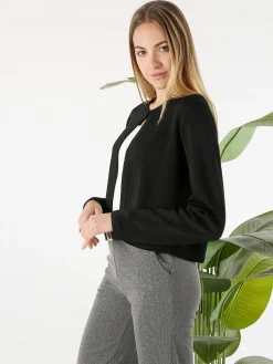 Solada Cardigan donna in maglia con gancino di chiusura - nero