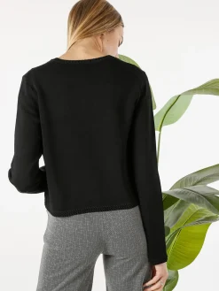 Solada Cardigan donna in maglia con gancino di chiusura - nero