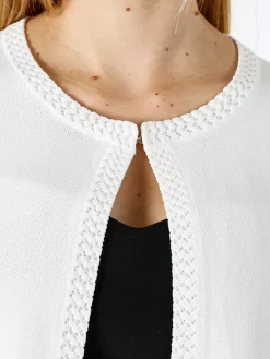 Solada Cardigan donna in maglia con gancino di chiusura - bianco