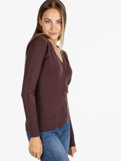 Solada Cardigan donna in maglia con bottoni - moro