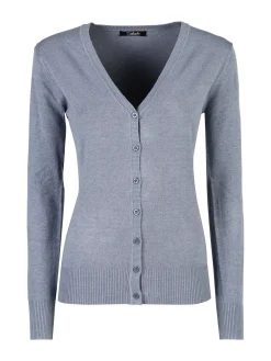 Solada Cardigan donna in maglia con bottoni - jeans