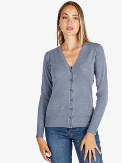 Solada Cardigan donna in maglia con bottoni - jeans