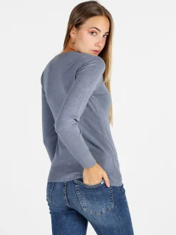Solada Cardigan donna in maglia con bottoni - jeans