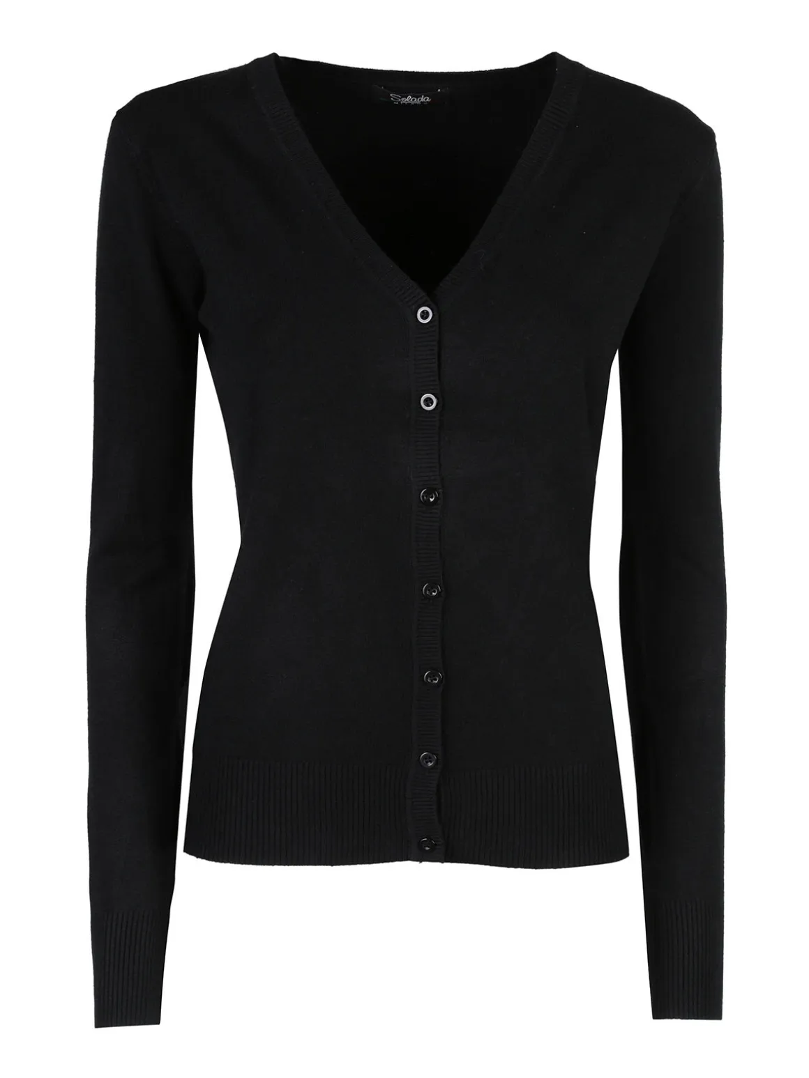 Solada Cardigan donna in maglia con bottoni - nero