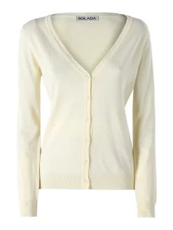Solada Cardigan donna in maglia con bottoni - giallo