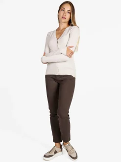 Solada Cardigan donna in maglia con bottoni - panna