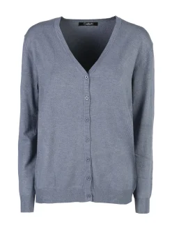 Solada Cardigan donna in maglia con bottoni - jeans