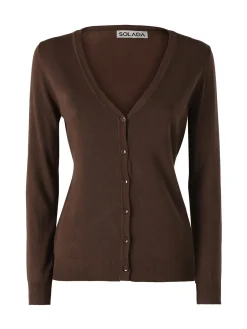 Solada Cardigan donna in maglia con bottoni - moro