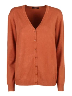 Solada Cardigan donna in maglia con bottoni - arancione