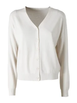 Solada Cardigan donna in maglia fine con bottoni - beige