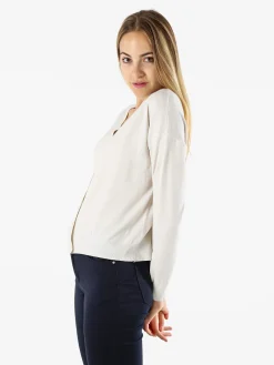 Solada Cardigan donna in maglia fine con bottoni - beige