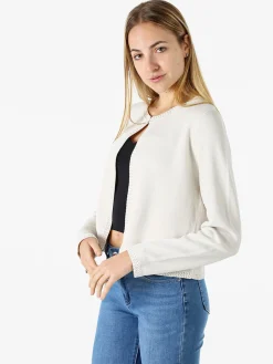 Solada Cardigan donna in maglia con gancino di chiusura - beige