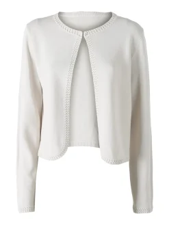 Solada Cardigan donna in maglia con gancino di chiusura - beige