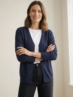 Solada Cardigan donna in maglia con bottoni - blu scuro