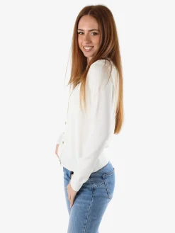 Solada Cardigan donna in maglia con bottoni dorati - bianco