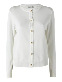 Solada Cardigan donna in maglia con bottoni dorati - bianco