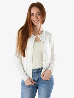 Solada Cardigan donna in maglia con bottoni dorati - bianco