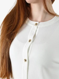 Solada Cardigan donna in maglia con bottoni dorati - bianco