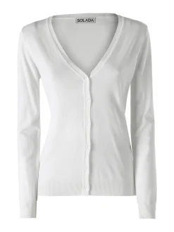 Solada Cardigan donna in maglia con bottoni - bianco