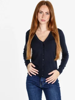 Solada Cardigan donna in maglia con bottoni - nero