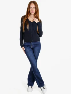Solada Cardigan donna in maglia con bottoni - nero