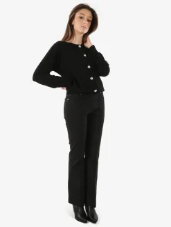 Solada Cardigan donna in maglia con bottoni gioiello - nero