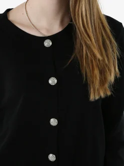 Solada Cardigan donna in maglia con bottoni gioiello - nero