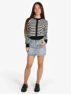 Solada Cardigan donna in maglia a righe - nero