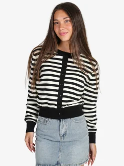Solada Cardigan donna in maglia a righe - nero