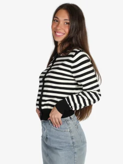 Solada Cardigan donna in maglia a righe - nero