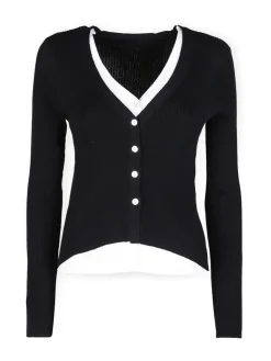 Solada Cardigan donna in maglia a costine con bottoni