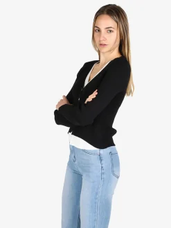 Solada Cardigan donna in maglia a costine con bottoni