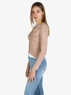 Solada Cardigan donna in maglia a costine con bottoni