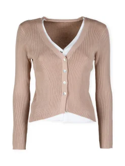 Solada Cardigan donna in maglia a costine con bottoni